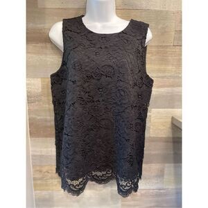 Banana Republic S black sleeveless layered lace loose fit tank/blouse